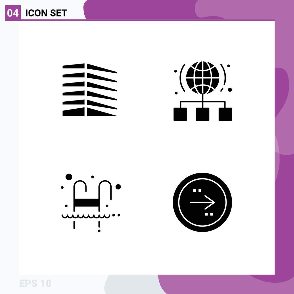 utilisateur interface pack de de base solide glyphes de bâtiment serveur réel l'Internet bassin modifiable vecteur conception éléments