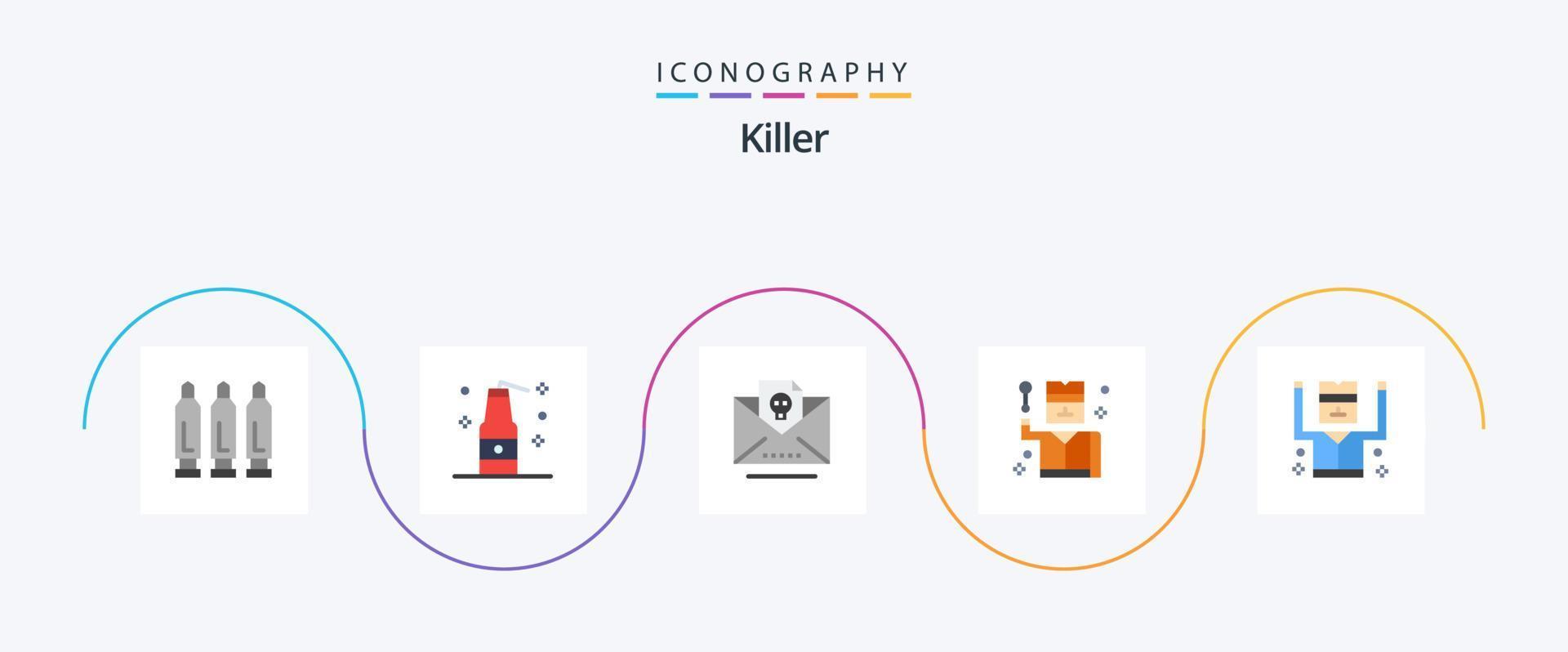 tueur plat 5 icône pack comprenant criminel. espionner. mort. profession. la criminalité vecteur