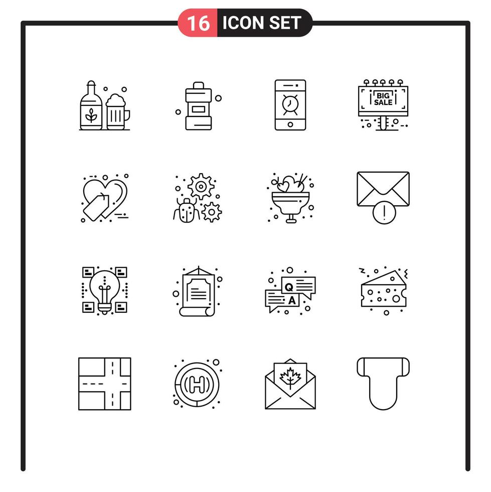 ensemble de 16 moderne ui Icônes symboles panneaux pour préféré vente planche alarme vente Info modifiable vecteur conception éléments