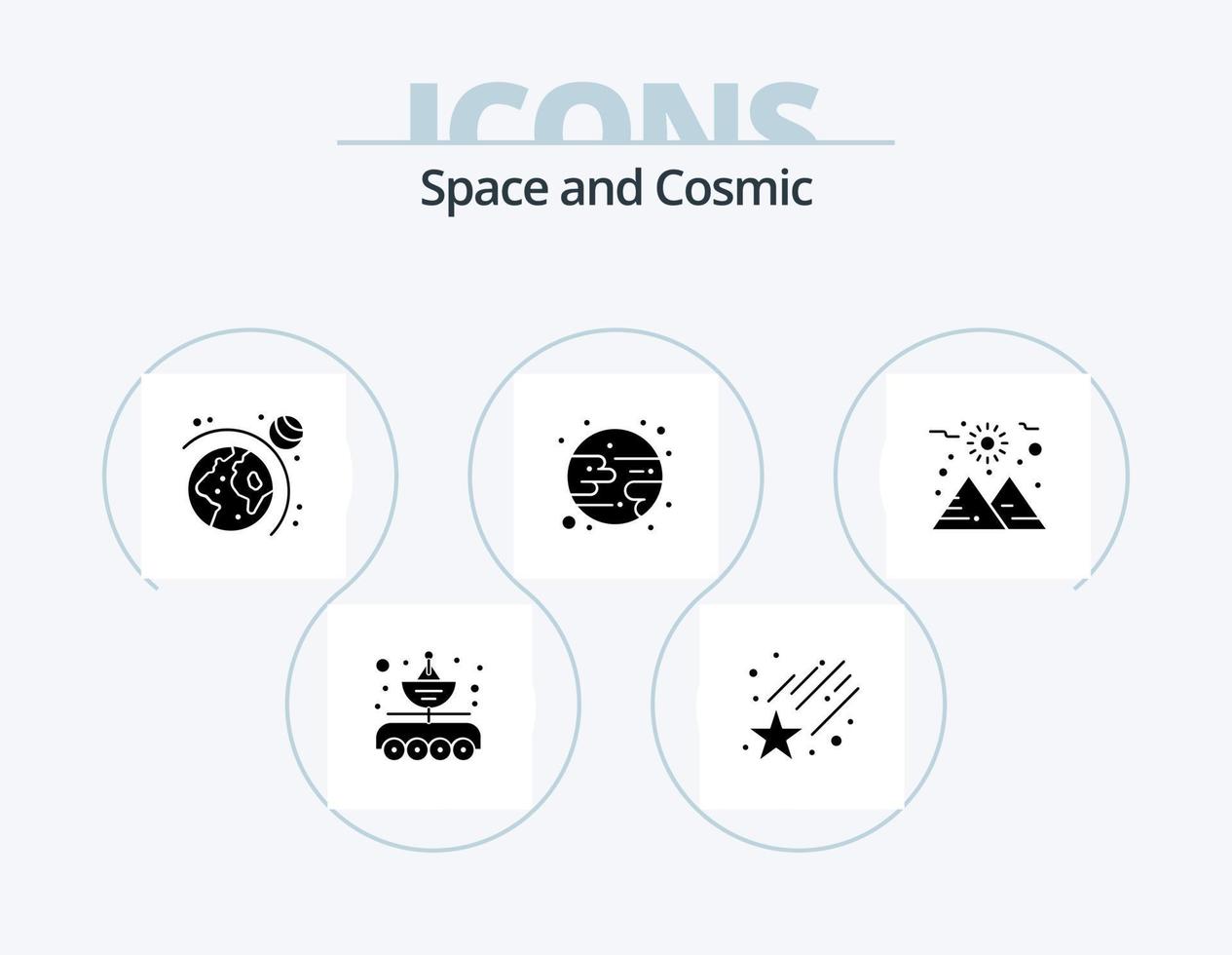 espace glyphe icône pack 5 icône conception. . espace. astronomie. planète. prévoir vecteur
