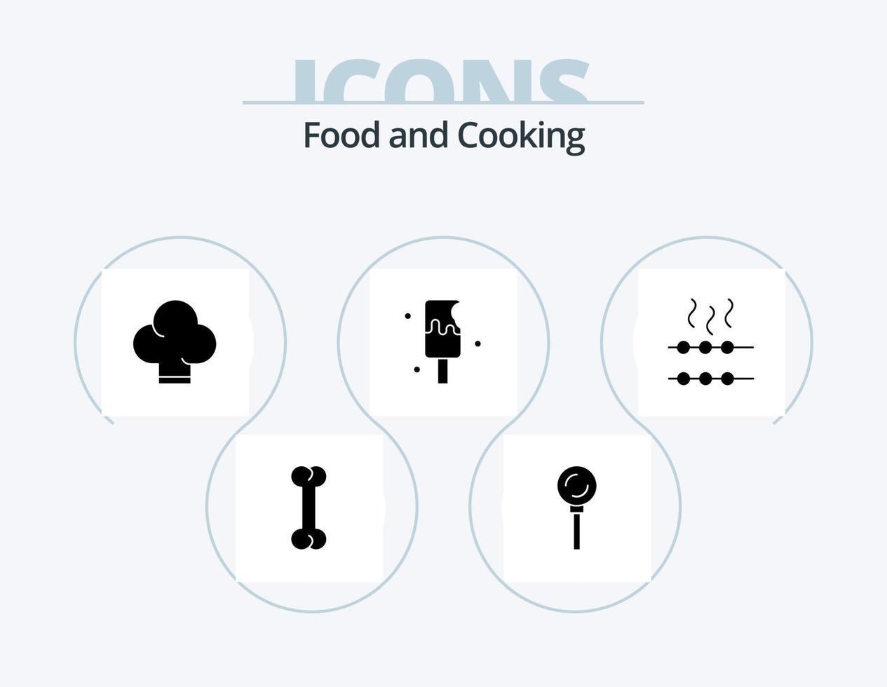 nourriture glyphe icône pack 5 icône conception. . guimauve. chapeau. affamé. sucré vecteur