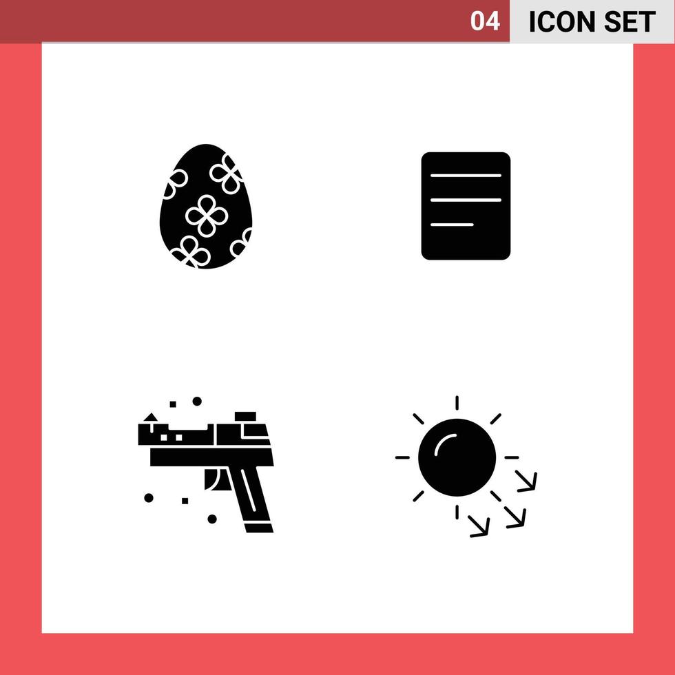 pictogramme ensemble de 4 Facile solide glyphes de décoration pistolet Oeuf bavarder dermatologie modifiable vecteur conception éléments