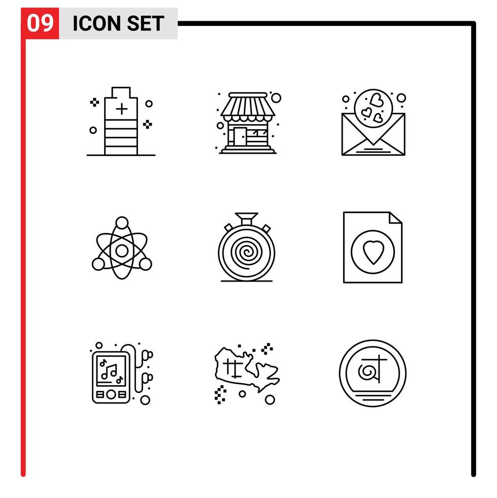 pictogramme ensemble de 9 Facile grandes lignes de cycle éducation marché éduquer mariage modifiable vecteur conception éléments