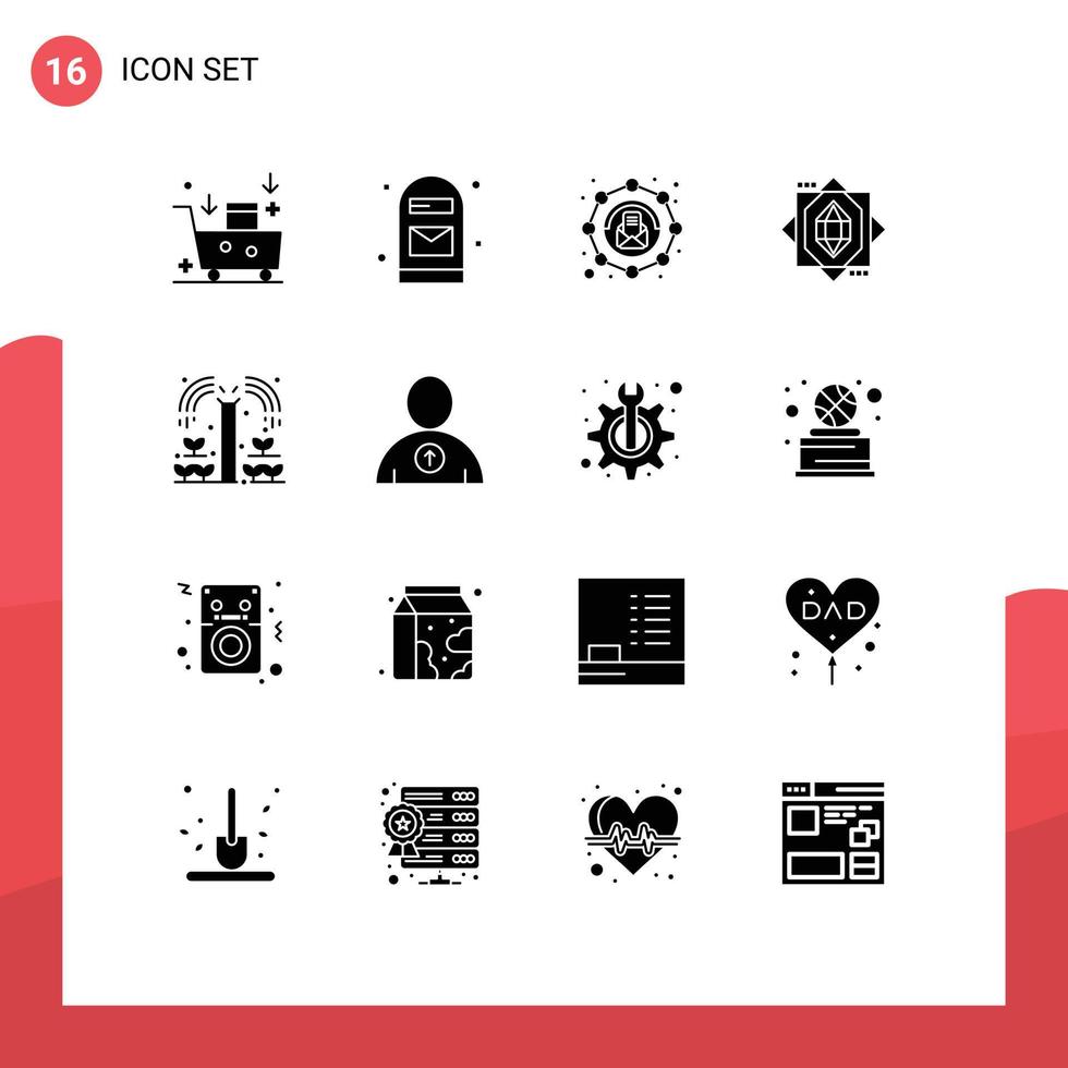 16 utilisateur interface solide glyphe pack de moderne panneaux et symboles de producteur conception Publier formant message modifiable vecteur conception éléments