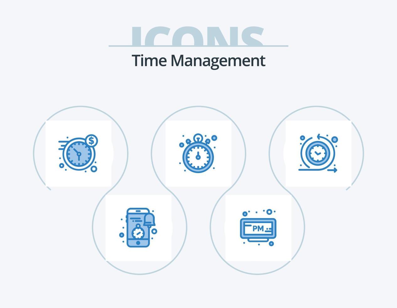 temps la gestion bleu icône pack 5 icône conception. cycle temps. minuteur. temps. Arrêtez montre. temps vecteur