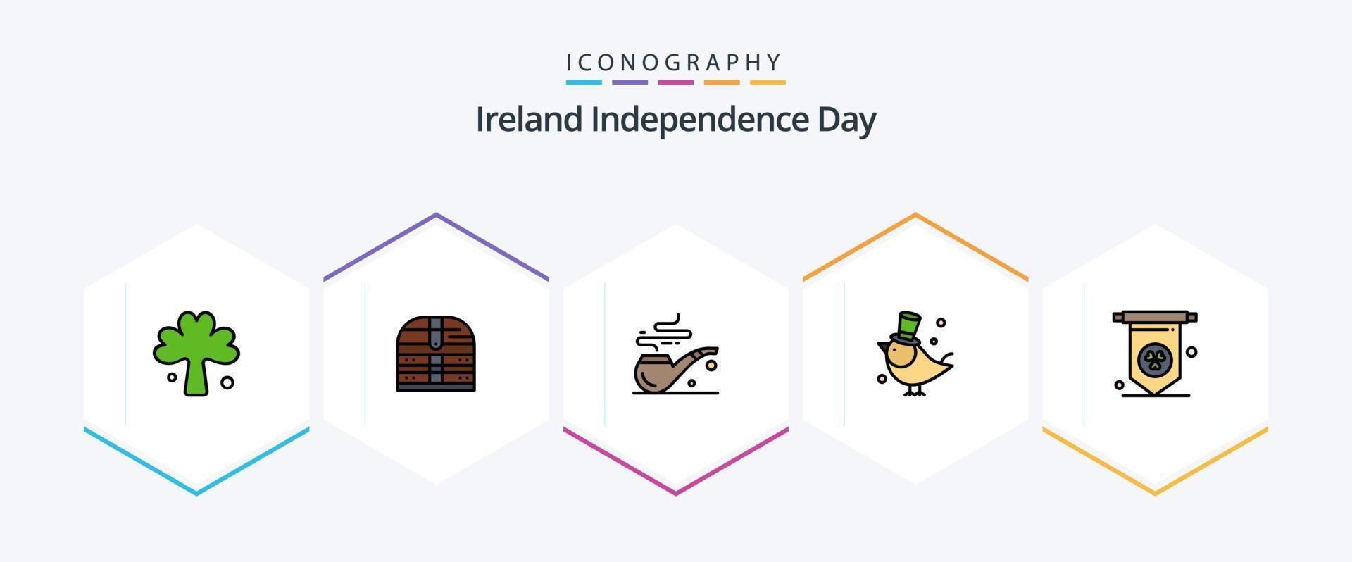 Irlande indépendance journée 25 ligne remplie icône pack comprenant . moineau. sécurité. animal de compagnie. oiseau vecteur