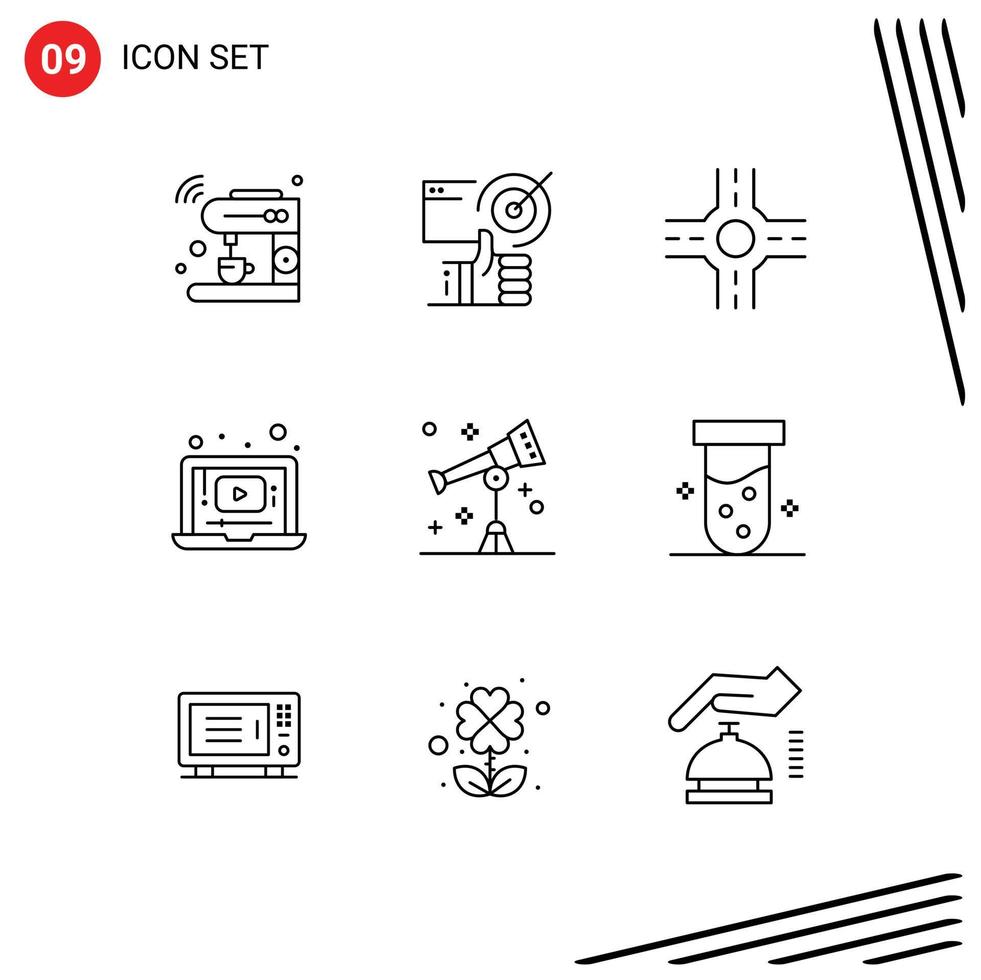 ensemble de 9 moderne ui Icônes symboles panneaux pour espace astronomie tombes la musique vidéo modifiable vecteur conception éléments