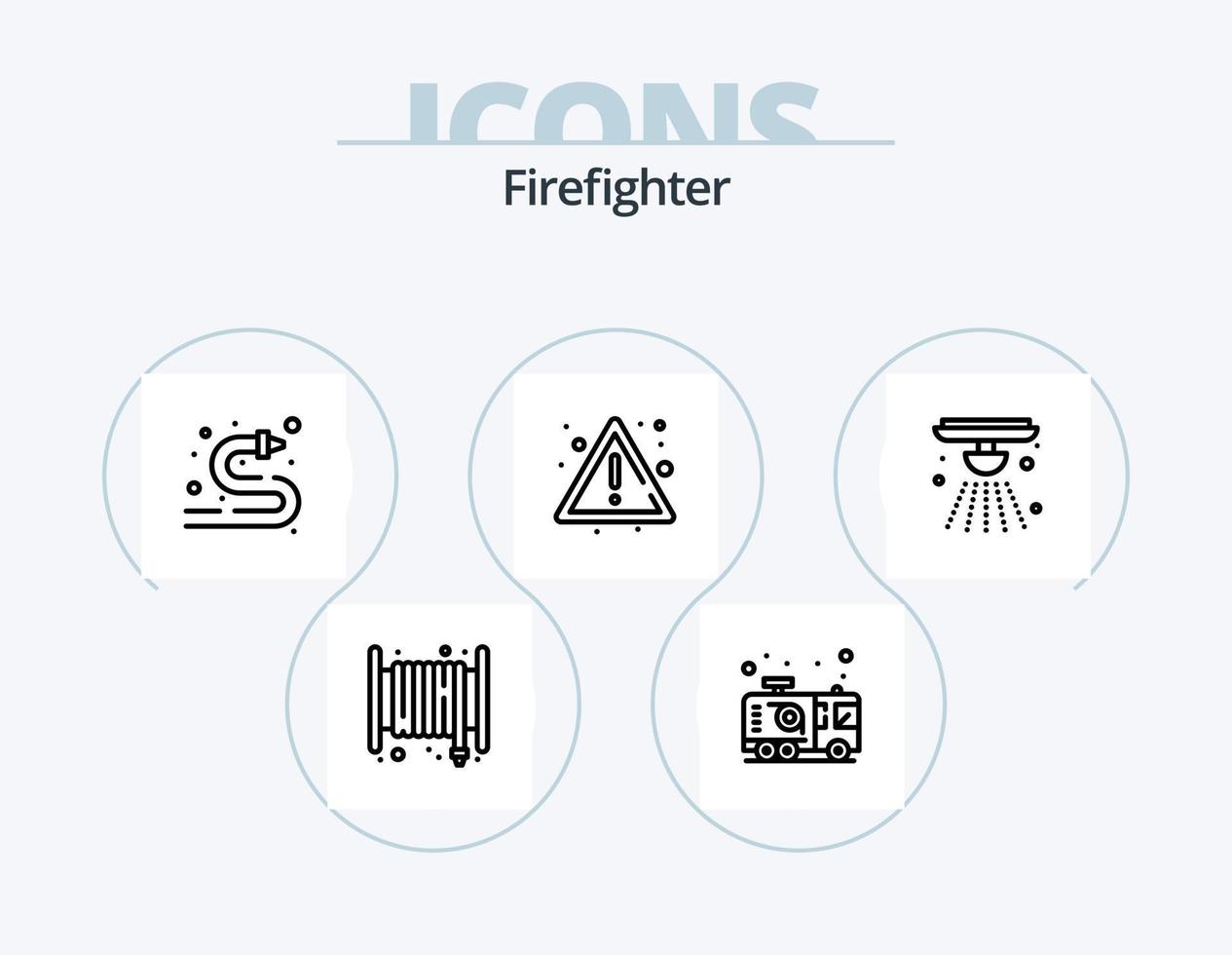 sapeur pompier ligne icône pack 5 icône conception. pompier. combattant. Feu. brûler. Feu vecteur