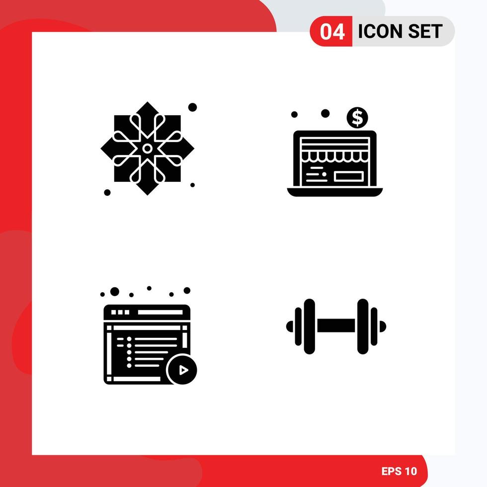 4 utilisateur interface solide glyphe pack de moderne panneaux et symboles de ruban contenu en tissu en ligne en ligne modifiable vecteur conception éléments