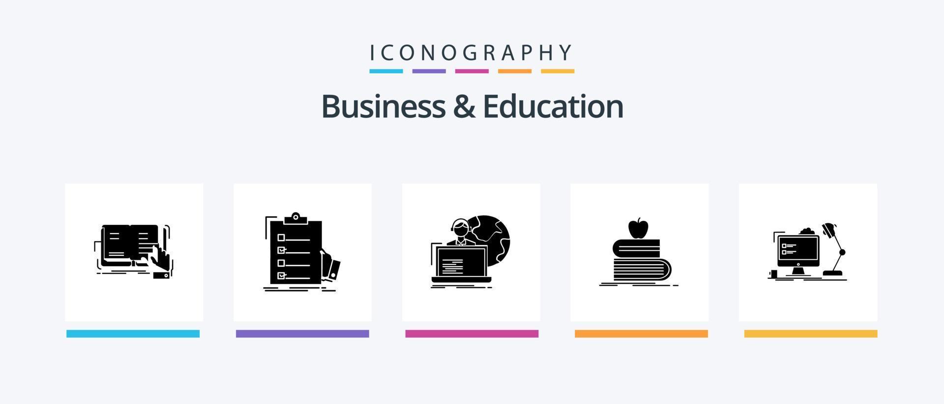 affaires et éducation glyphe 5 icône pack comprenant étudiant. retour à école. liste. en ligne. allocation. Créatif Icônes conception vecteur