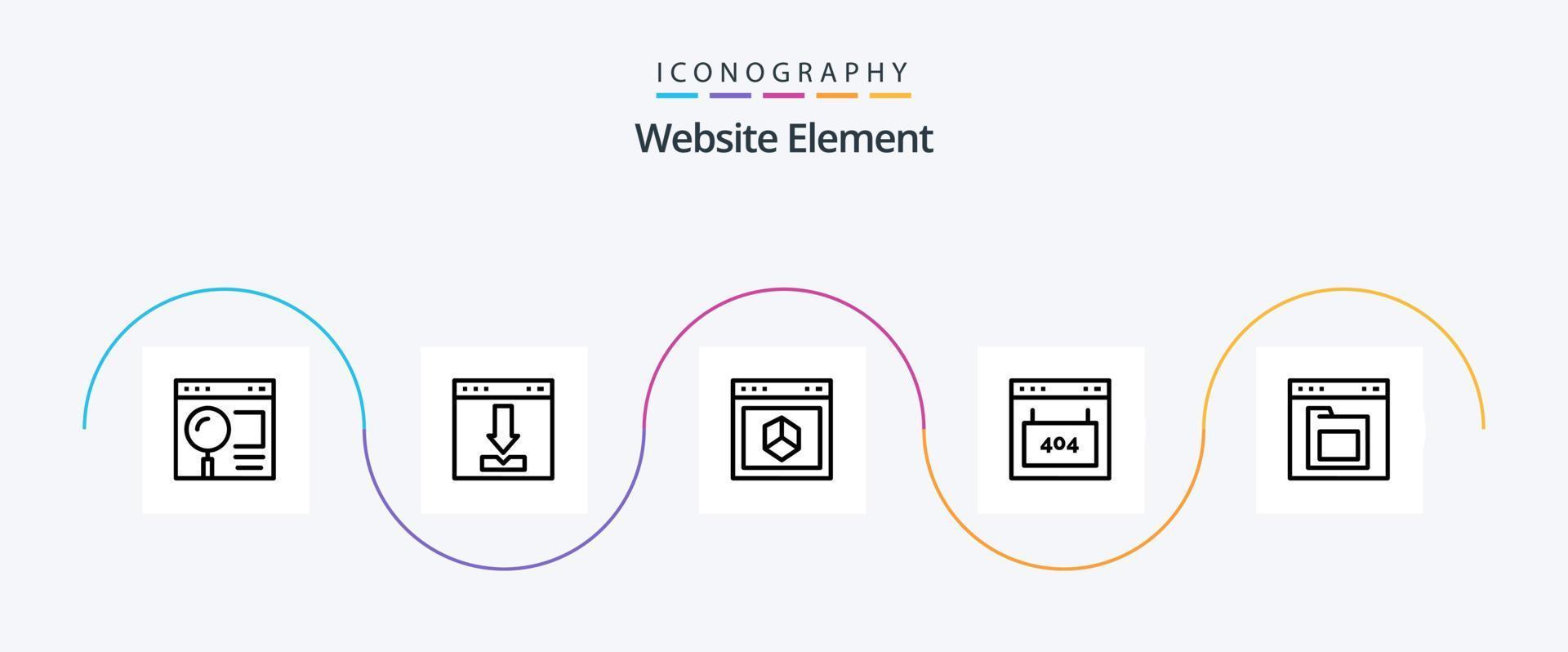 site Internet élément ligne 5 icône pack comprenant interface. navigateur. interface. placer. élément vecteur