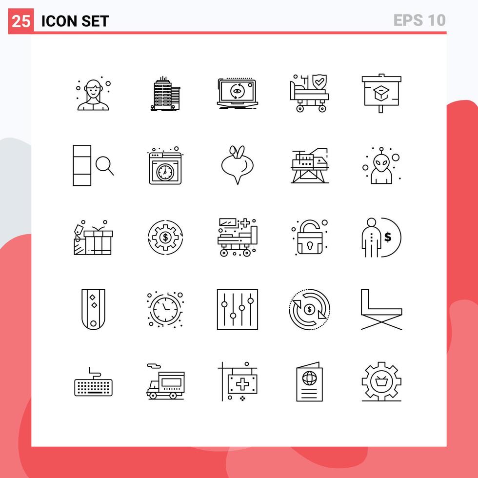 utilisateur interface pack de 25 de base lignes de graphique roues app hôpital mise à jour modifiable vecteur conception éléments
