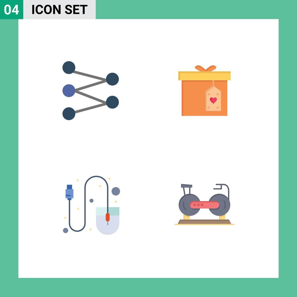 groupe de 4 plat Icônes panneaux et symboles pour figure Souris cadeau boîte livraison vélo modifiable vecteur conception éléments