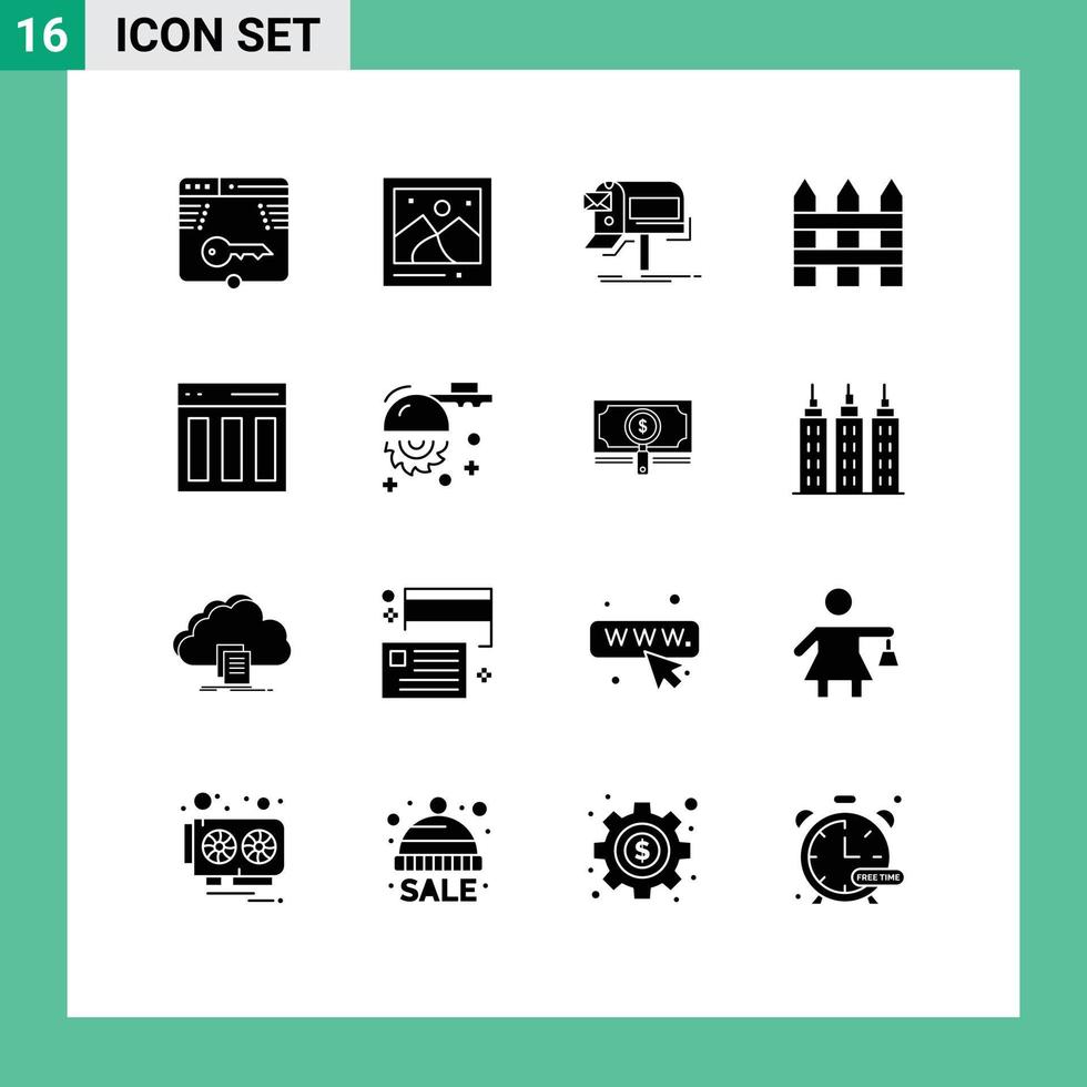 Stock vecteur icône pack de 16 ligne panneaux et symboles pour intérieur clôture image barricade bulletin modifiable vecteur conception éléments