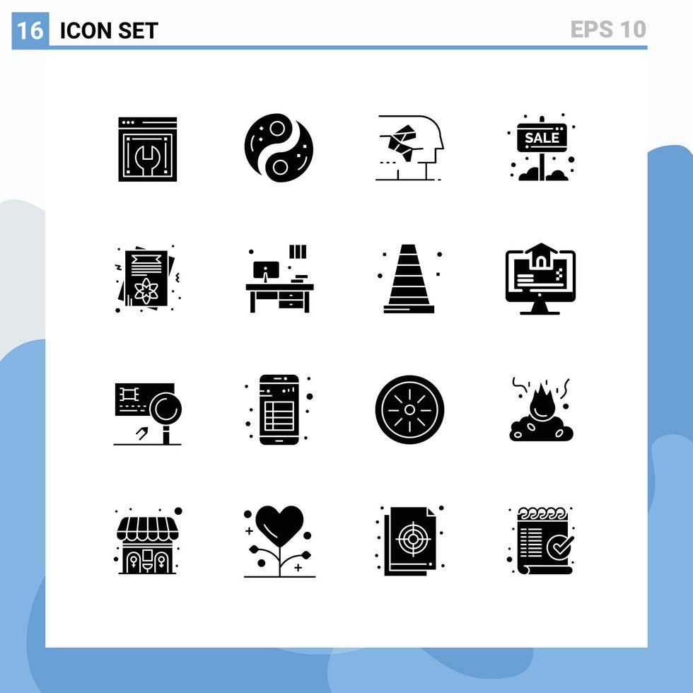 pictogramme ensemble de 16 Facile solide glyphes de vente planche Info planche yin bannière Humain modifiable vecteur conception éléments