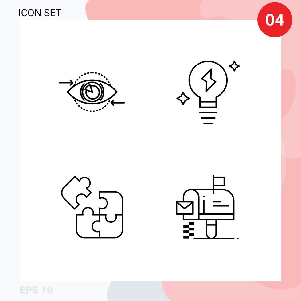 modifiable vecteur ligne pack de 4 Facile ligne remplie plat couleurs de affaires Jeu vision lumière puzzle modifiable vecteur conception éléments