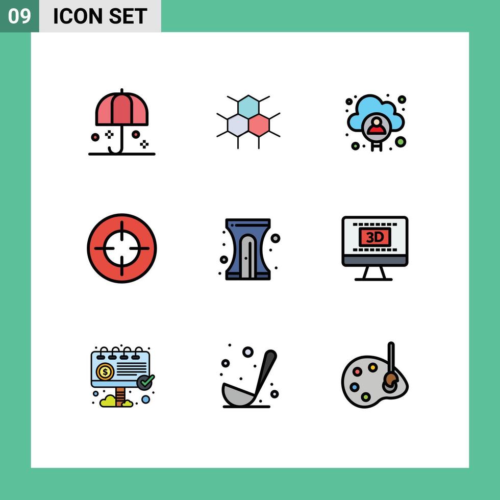 Stock vecteur icône pack de 9 ligne panneaux et symboles pour retour à école tirer santé concentrer utilisateur modifiable vecteur conception éléments