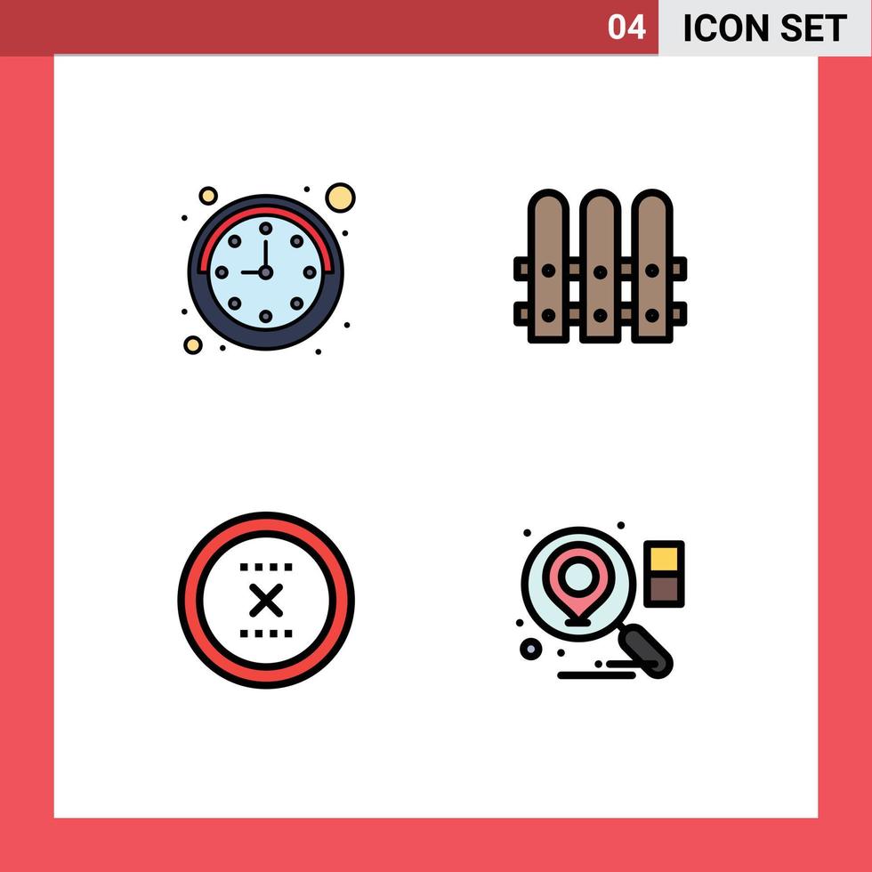 ensemble de 4 moderne ui Icônes symboles panneaux pour l'horloge supprimer construction Annuler emplacement modifiable vecteur conception éléments