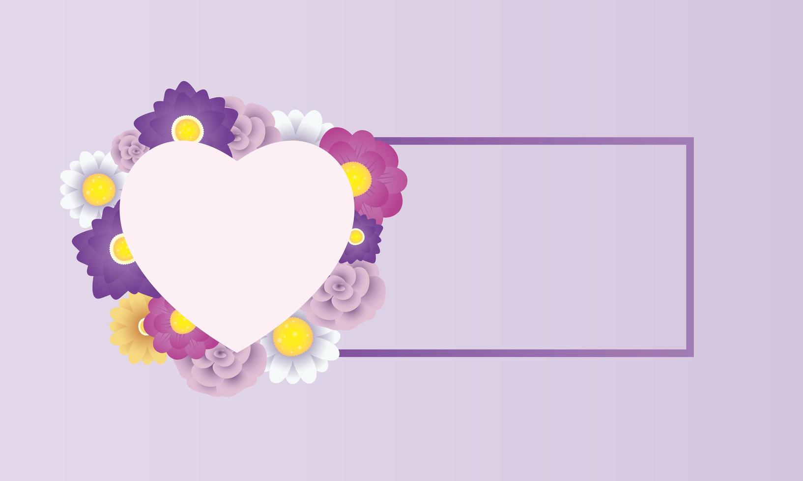 modèle de carte décorative florale avec cadre coeur vecteur