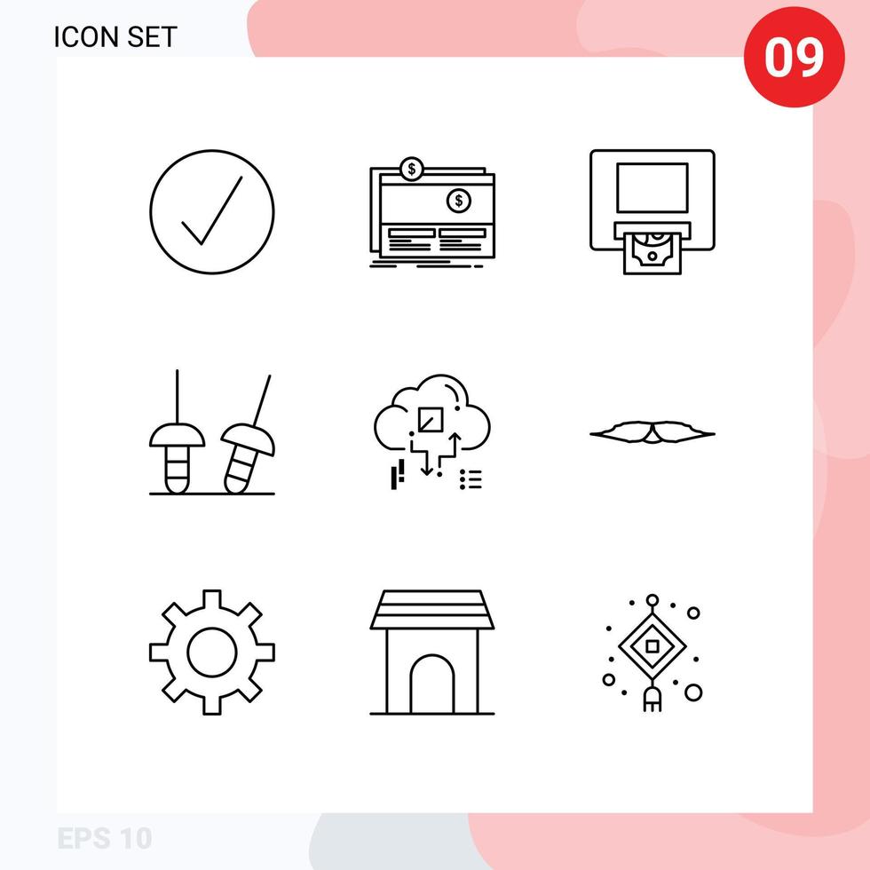 ensemble de 9 moderne ui Icônes symboles panneaux pour réseau nuage site Internet sport escrime modifiable vecteur conception éléments
