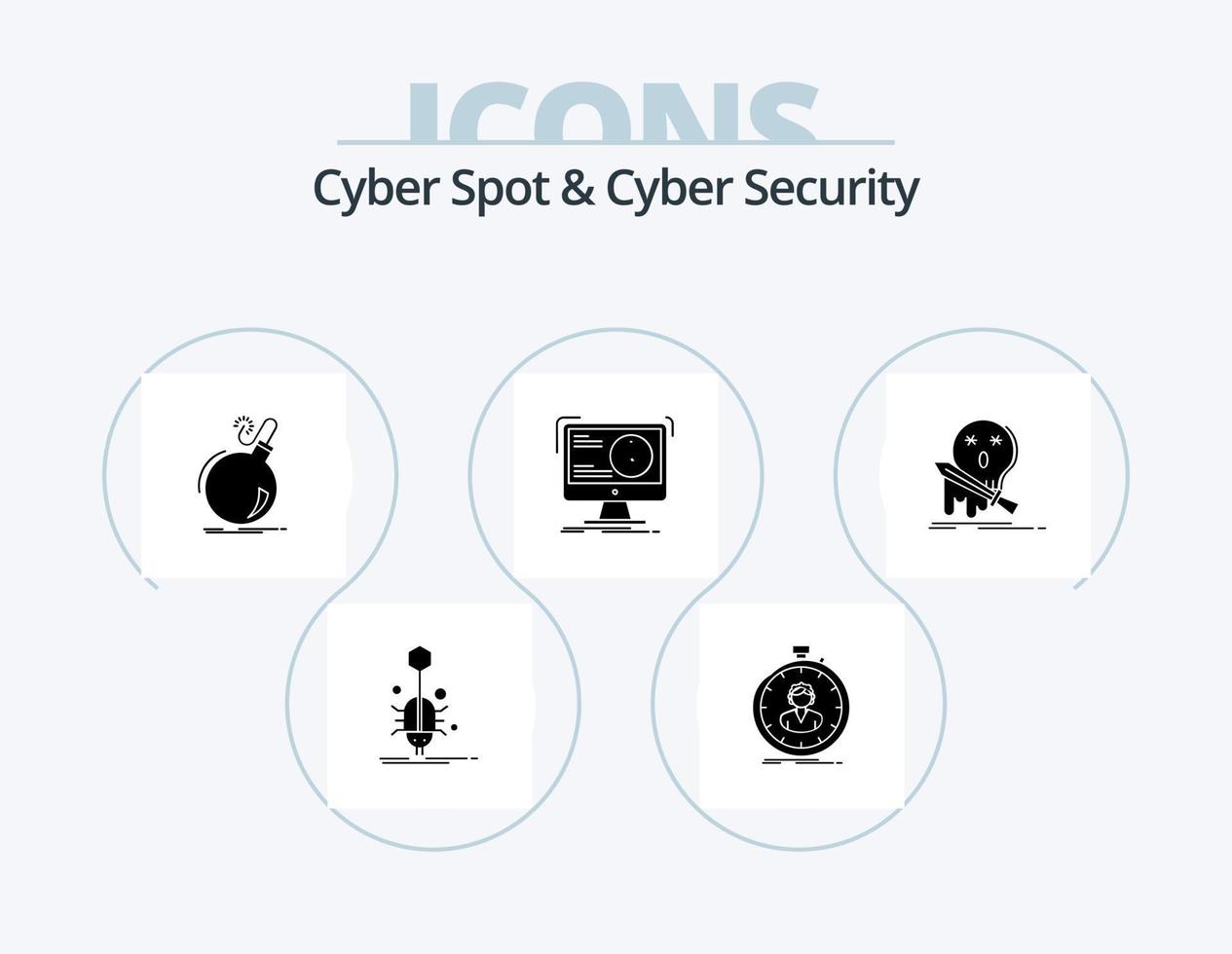 cyber place et cyber Sécurité glyphe icône pack 5 icône conception. attaque. alerte. minuteur. explosion. danger vecteur