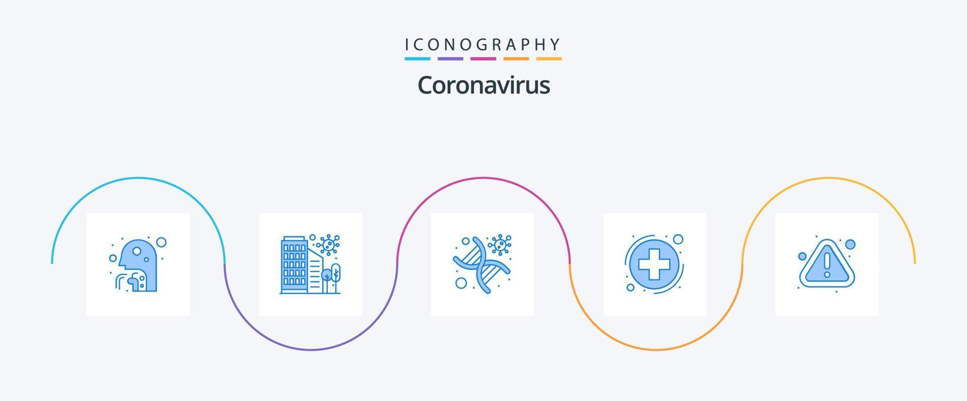coronavirus bleu 5 icône pack comprenant avis. signe. ADN. soins de santé. medica vecteur