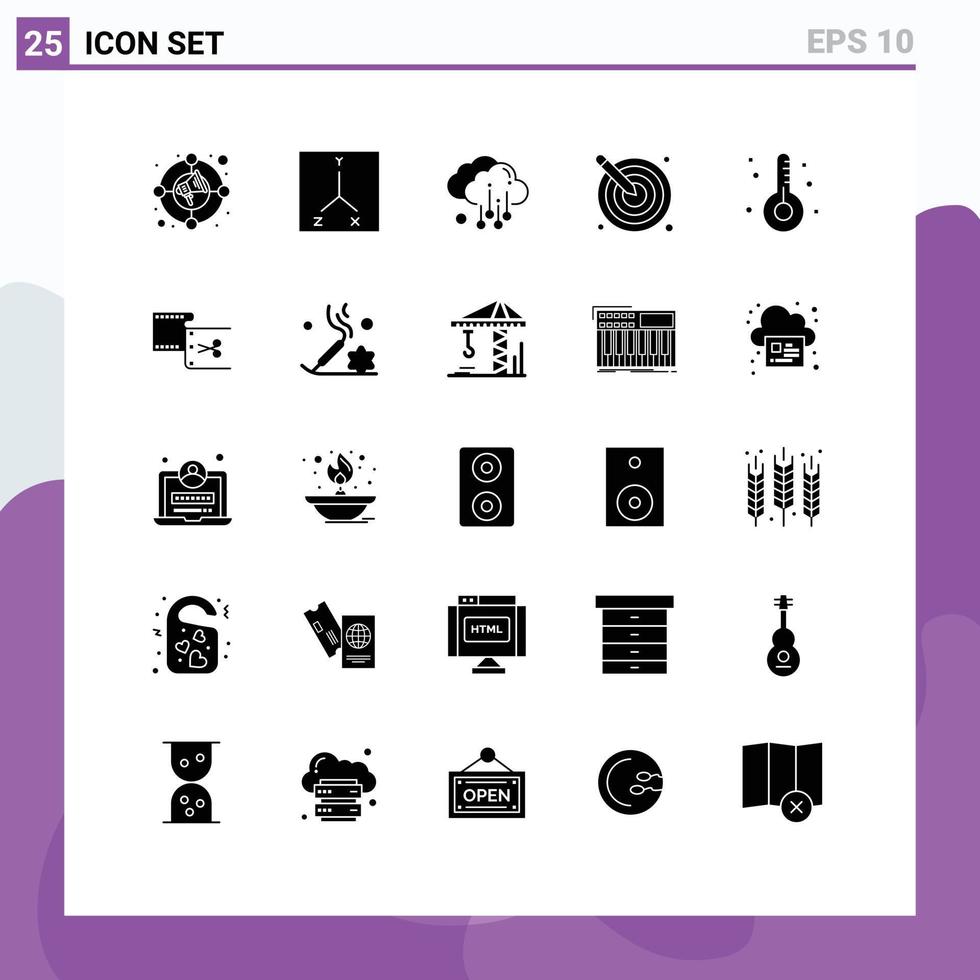 pictogramme ensemble de 25 Facile solide glyphes de forme maladie pluie conception Créatif modifiable vecteur conception éléments