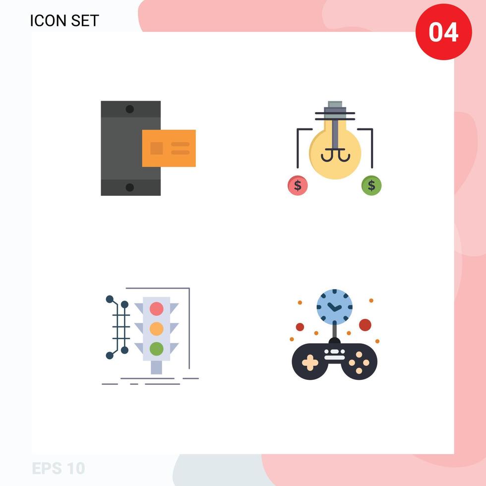 4 thématique vecteur plat Icônes et modifiable symboles de mobile la gestion profil Solution intelligent modifiable vecteur conception éléments