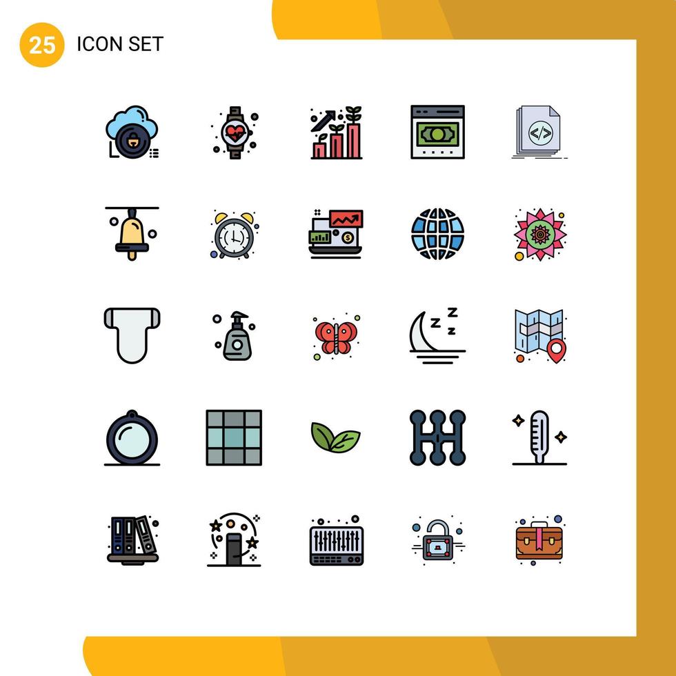 universel icône symboles groupe de 25 moderne rempli ligne plat couleurs de code argent affaires échange affaires modifiable vecteur conception éléments