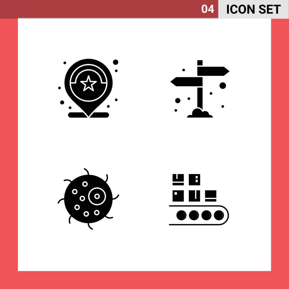 groupe de 4 moderne solide glyphes ensemble pour emplacement animal la revue camping cellule modifiable vecteur conception éléments