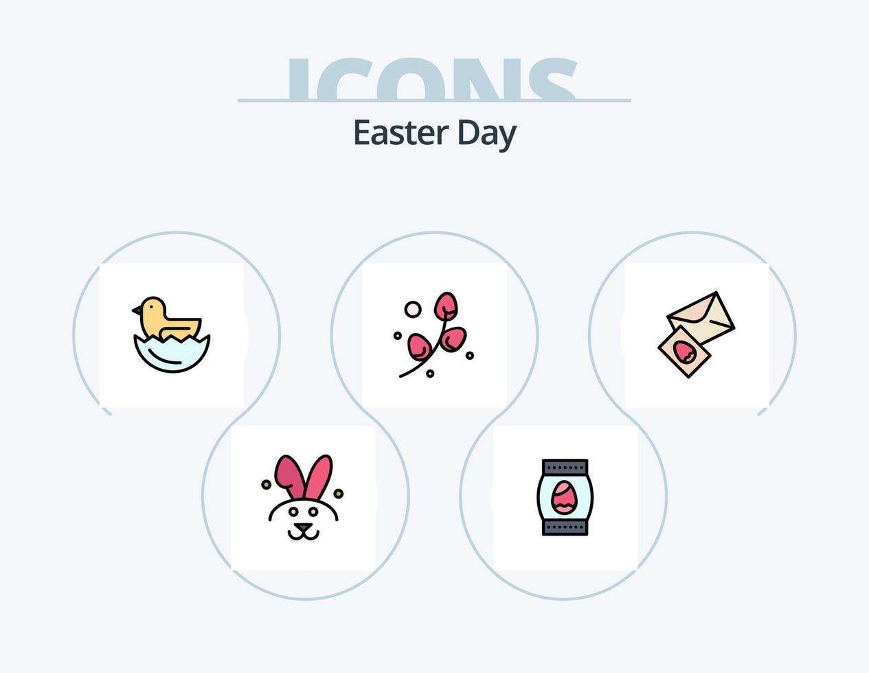 Pâques ligne rempli icône pack 5 icône conception. . lapin. printemps vecteur
