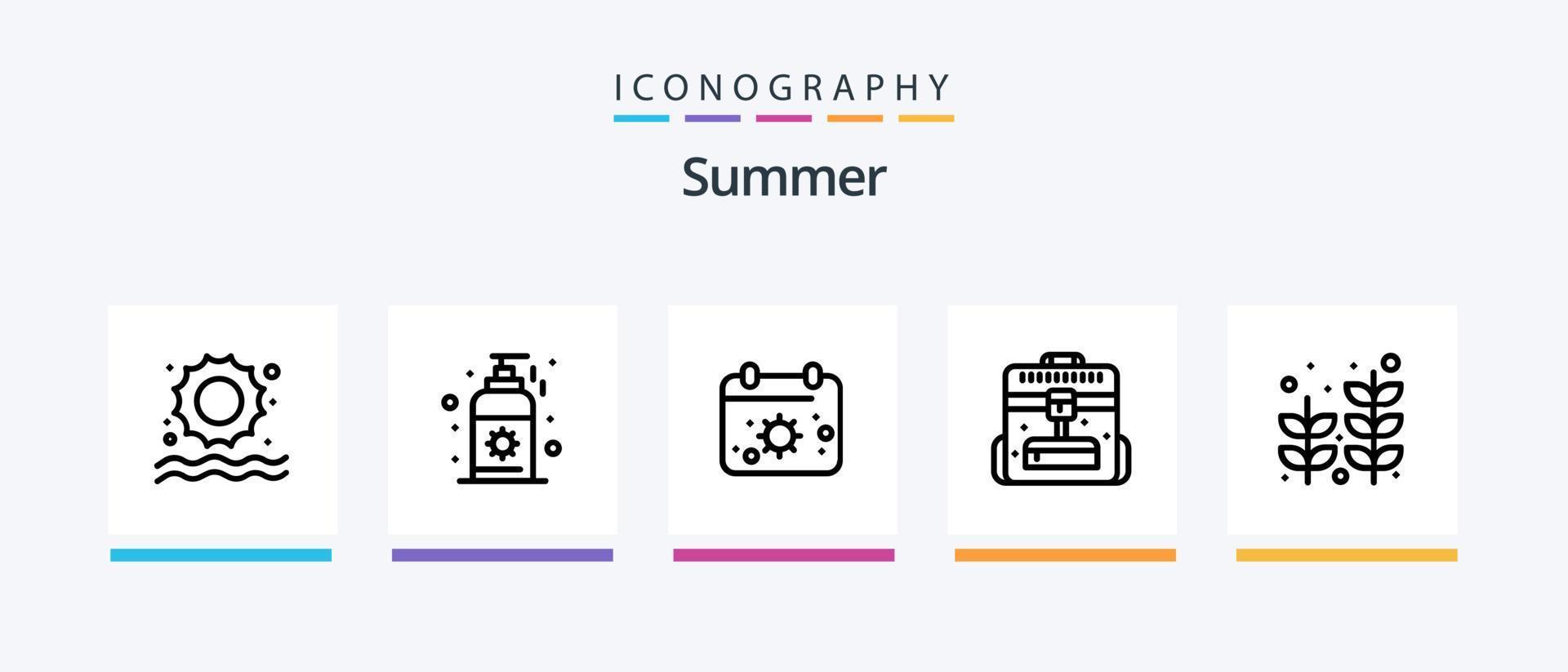 été ligne 5 icône pack comprenant plage. baie. palmier. glace. cône. Créatif Icônes conception vecteur