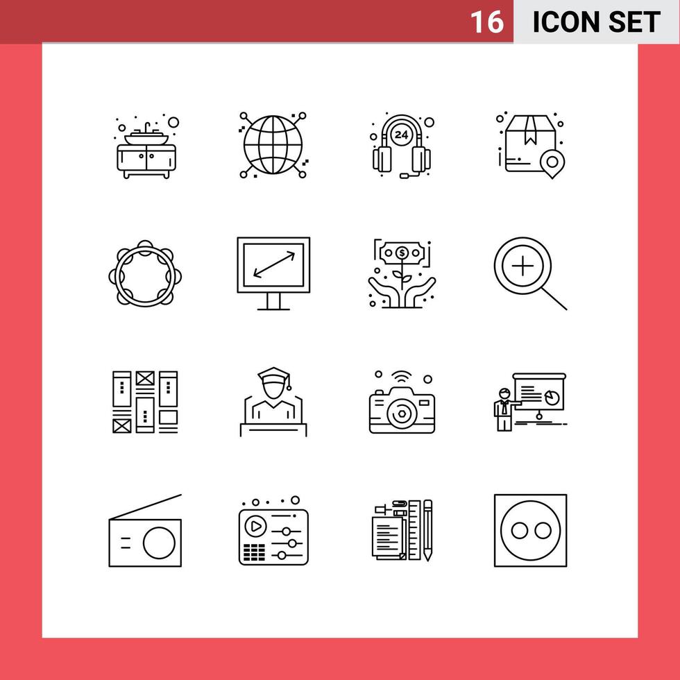 16 contour concept pour sites Internet mobile et applications instrument livraison Aidez-moi endroit livraison modifiable vecteur conception éléments