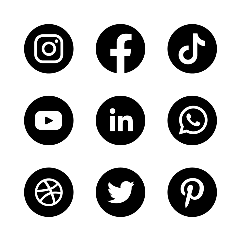 logo de médias sociaux en couleur noir et blanc vecteur