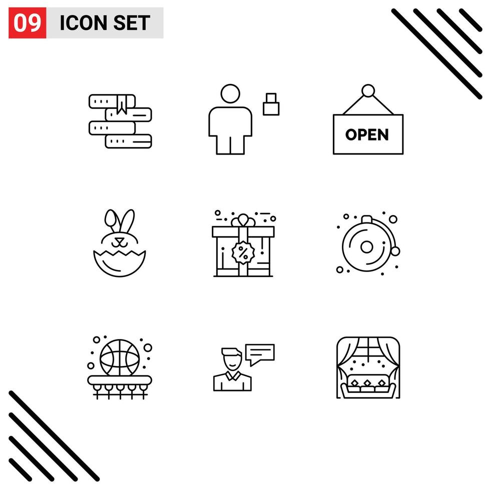 Stock vecteur icône pack de 9 ligne panneaux et symboles pour remise prime cadenas Pâques Oeuf modifiable vecteur conception éléments
