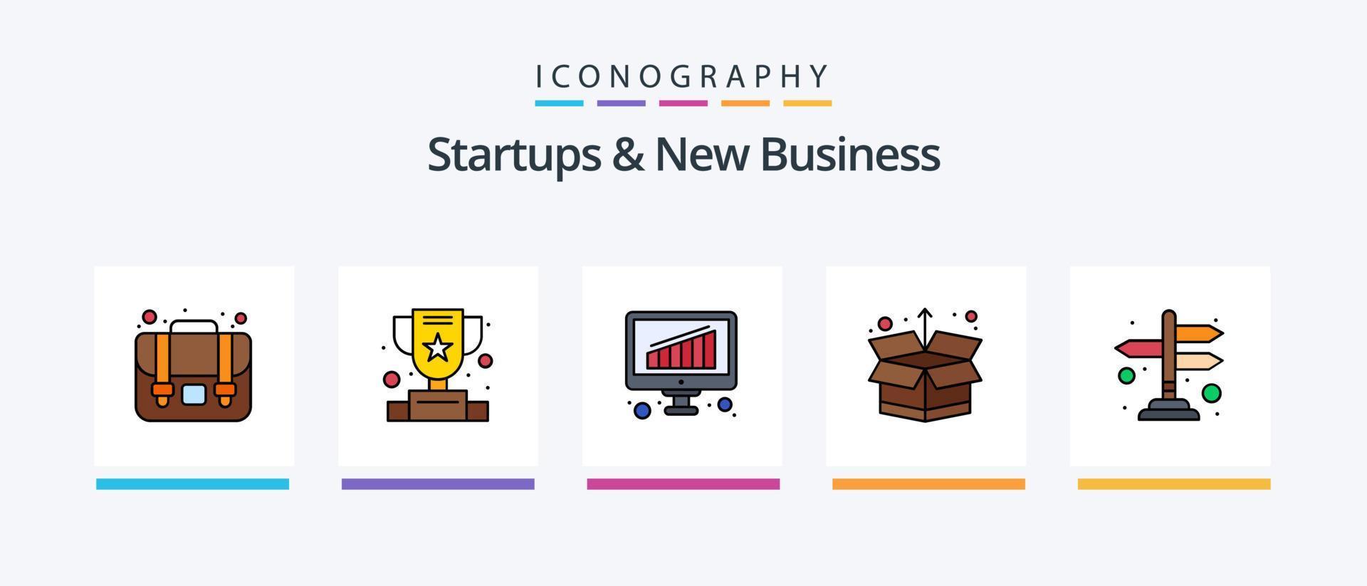 startups et Nouveau affaires ligne rempli 5 icône pack comprenant . graphique. chemin. analyse. cible. Créatif Icônes conception vecteur