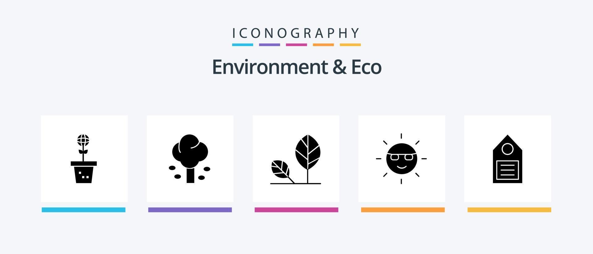 environnement et éco glyphe 5 icône pack comprenant vert. écologie. été. la nature. environnement. Créatif Icônes conception vecteur