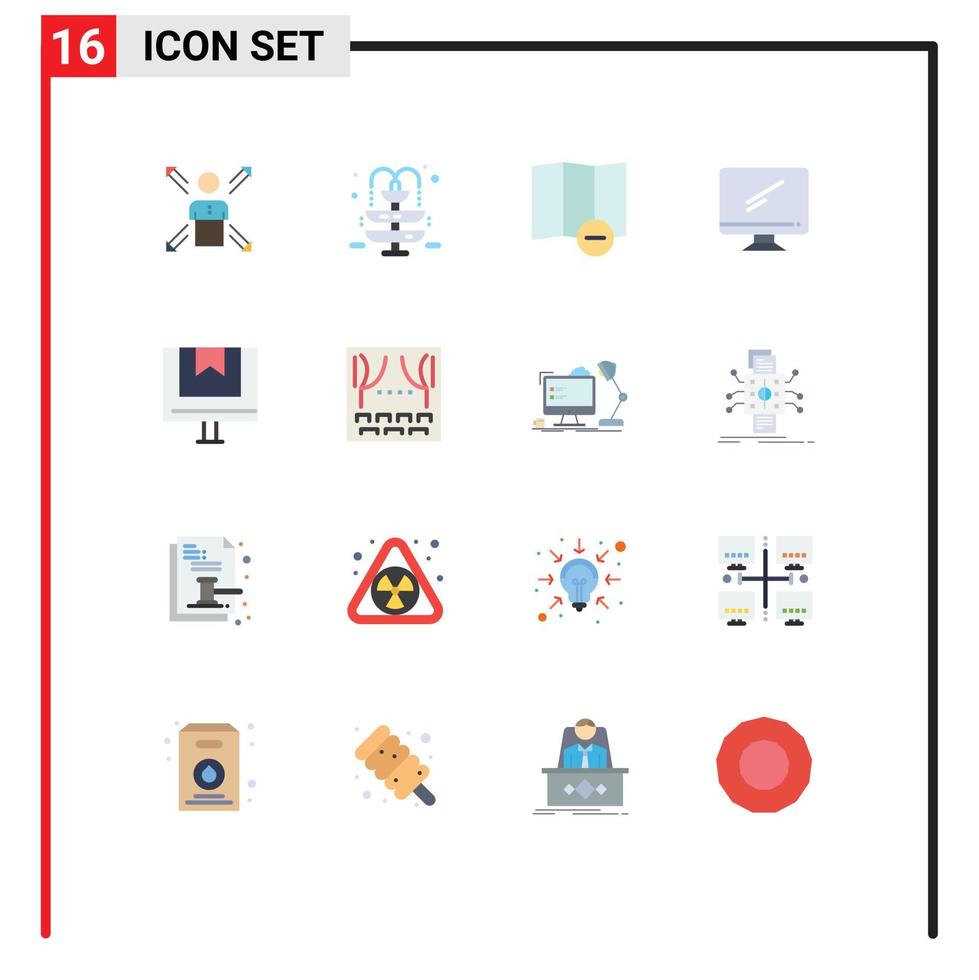 universel icône symboles groupe de 16 moderne plat couleurs de boîte imac l'eau dispositif ordinateur modifiable pack de Créatif vecteur conception éléments