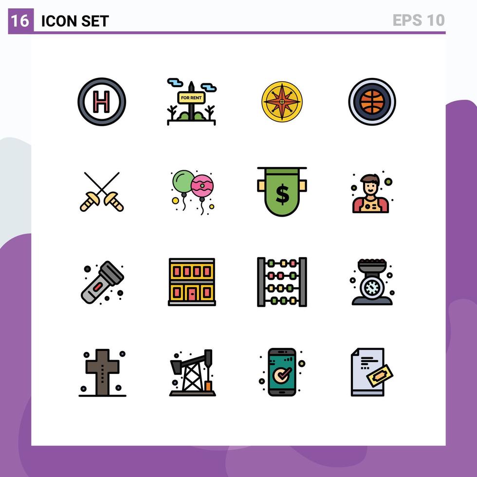 ensemble de 16 moderne ui Icônes symboles panneaux pour escrime utilisateur emplacement l'Internet globe modifiable Créatif vecteur conception éléments