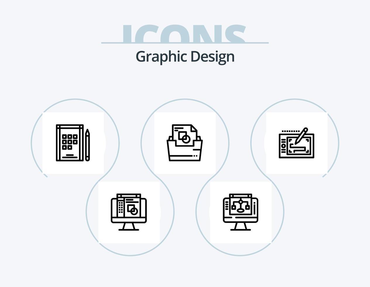 graphique conception ligne icône pack 5 icône conception. lampe. mise en page. livre. présentation. tablette vecteur