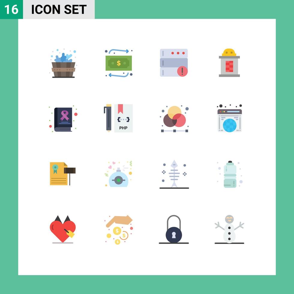 Stock vecteur icône pack de 16 ligne panneaux et symboles pour développer journée serveur cancer conscience modifiable pack de Créatif vecteur conception éléments