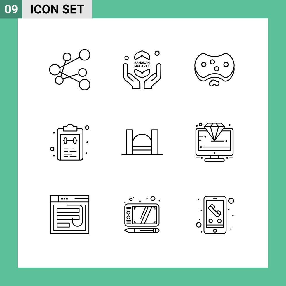 ensemble de 9 moderne ui Icônes symboles panneaux pour pont bloc-notes santé marque vérifier modifiable vecteur conception éléments