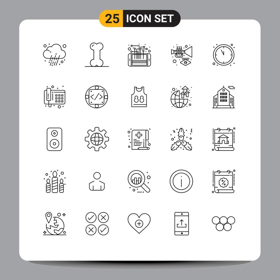 Stock vecteur icône pack de 25 ligne panneaux et symboles pour l'horloge carnaval circuit la musique intelligent modifiable vecteur conception éléments