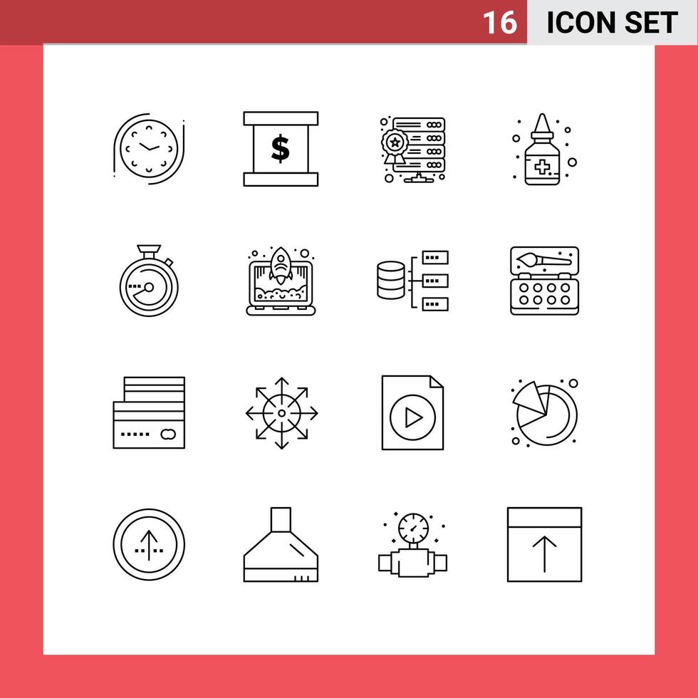 16 thématique vecteur grandes lignes et modifiable symboles de emplacement boussole étoile Feuilleter des médicaments modifiable vecteur conception éléments