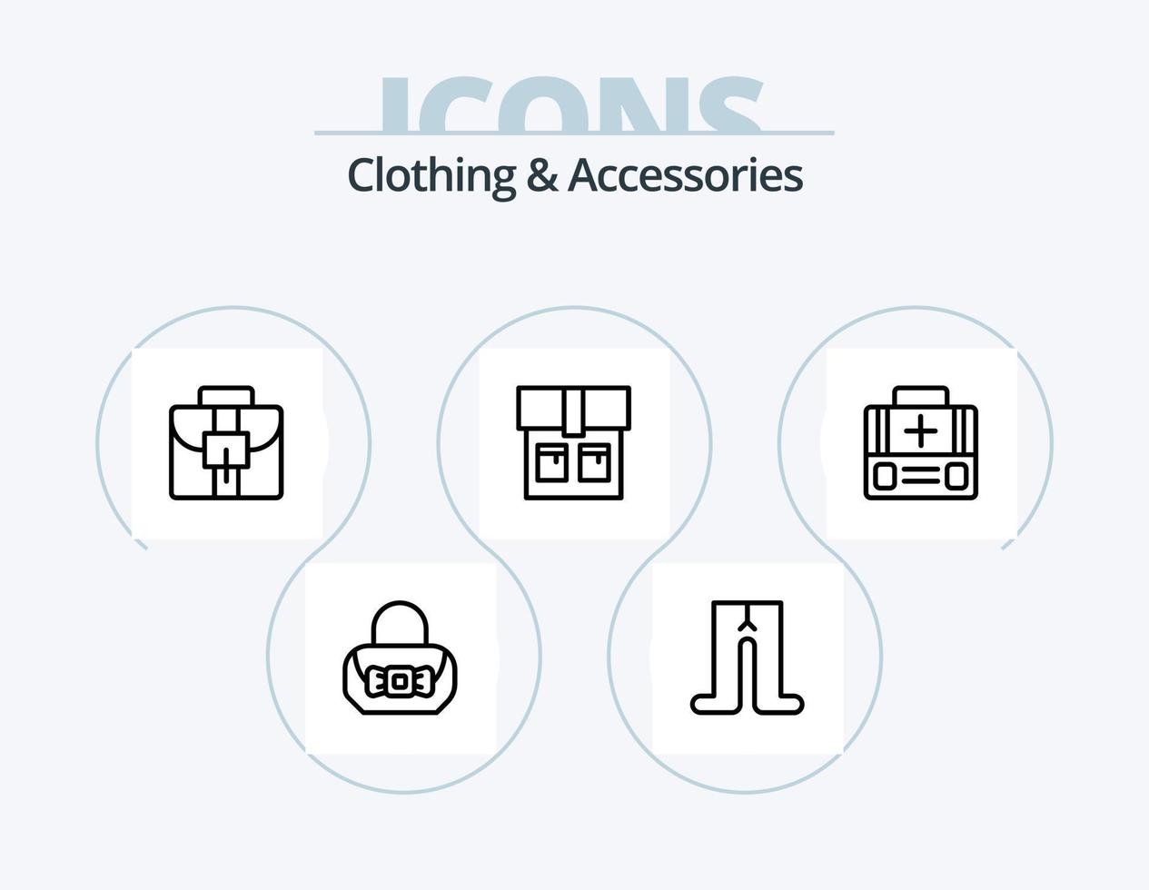 Vêtements et accessoires ligne icône pack 5 icône conception. . médical. achats vecteur