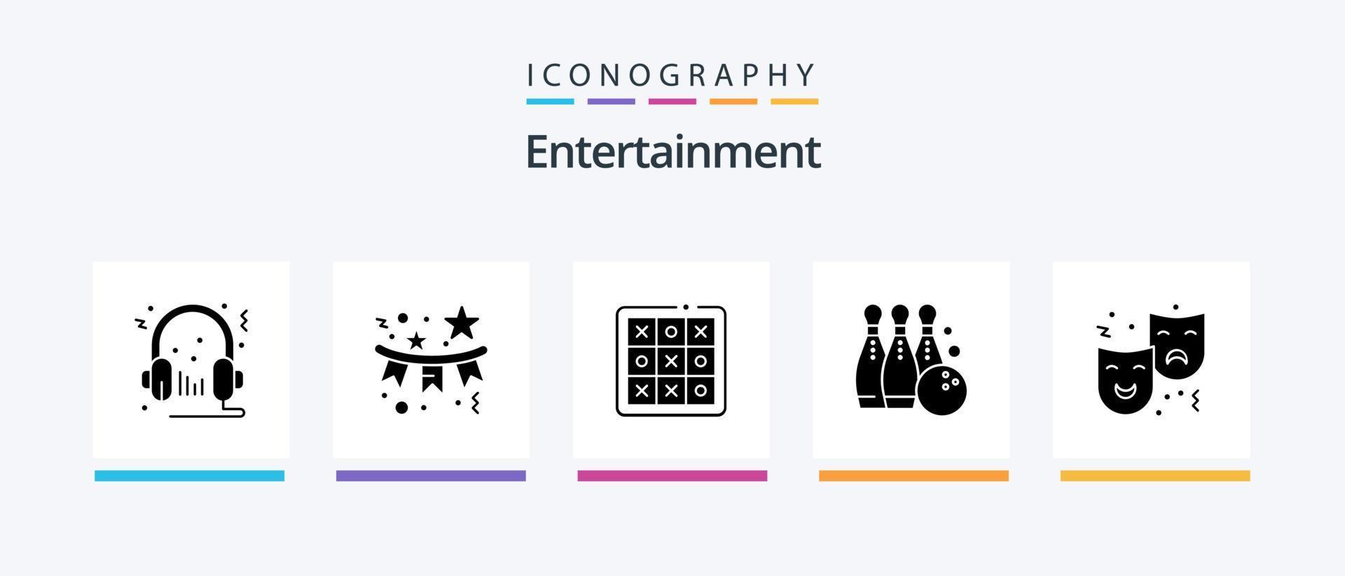 divertissement glyphe 5 icône pack comprenant balle. bowling. étoile. jeu. tic. Créatif Icônes conception vecteur