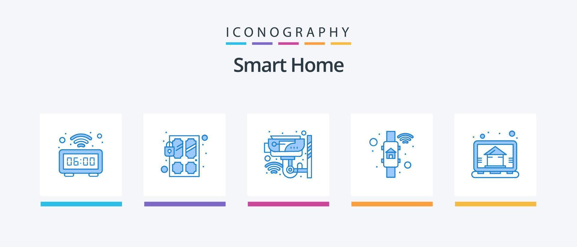 intelligent Accueil bleu 5 icône pack comprenant contrôle. accès. technologie. surveillance. sécurité. Créatif Icônes conception vecteur