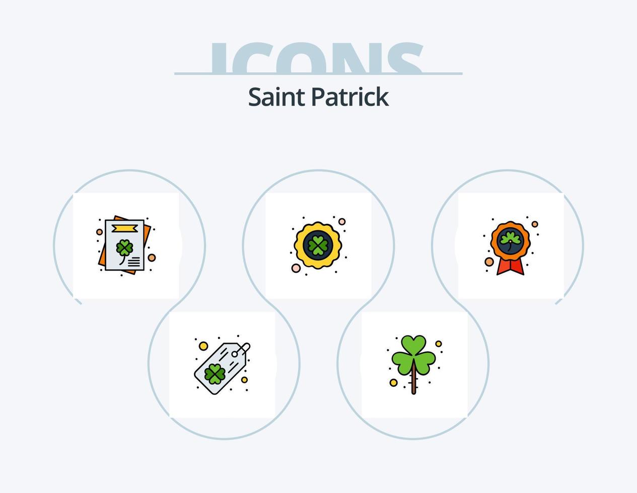 Saint patrick ligne rempli icône pack 5 icône conception. chapeau. salutation carte. irlandais. trèfle. invitation vecteur