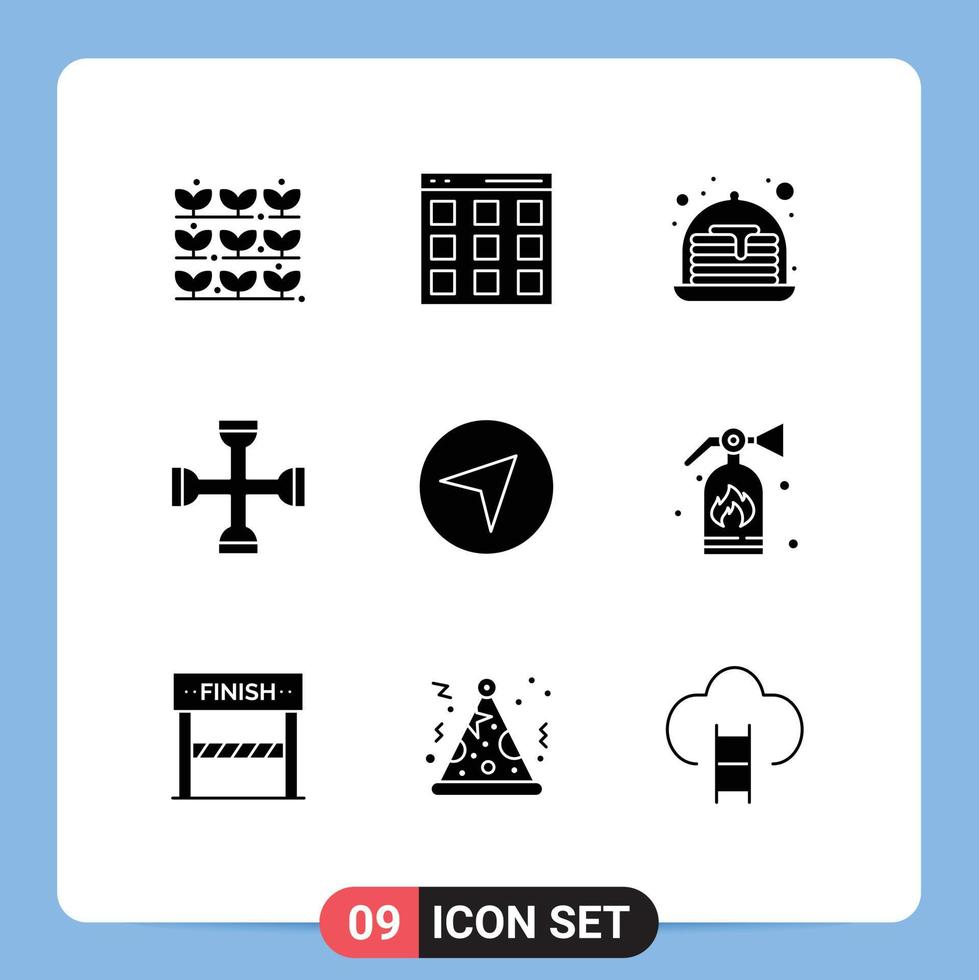 mobile interface solide glyphe ensemble de 9 pictogrammes de carte clé gâteau outil performance modifiable vecteur conception éléments