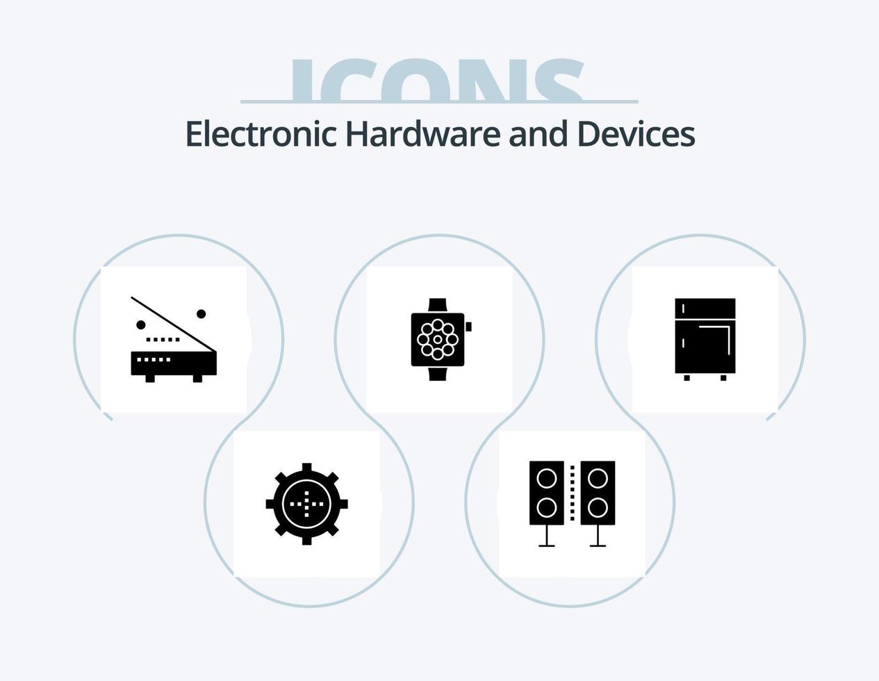 dispositifs glyphe icône pack 5 icône conception. montre. dispositifs. technologie. Pomme. équipement vecteur